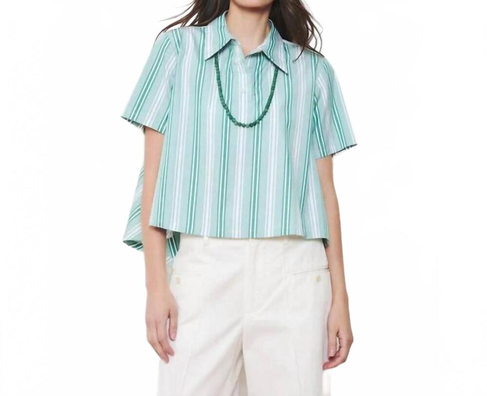NEW WE-AR4 cropped crew shirt in green stripe
